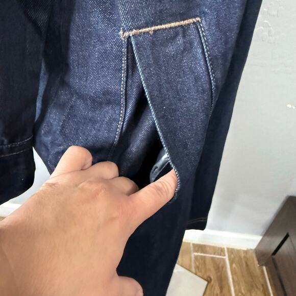 Old Navy Long Denim Barn Coat, Dark Wash, XS 790480 - Picture 3 of 5